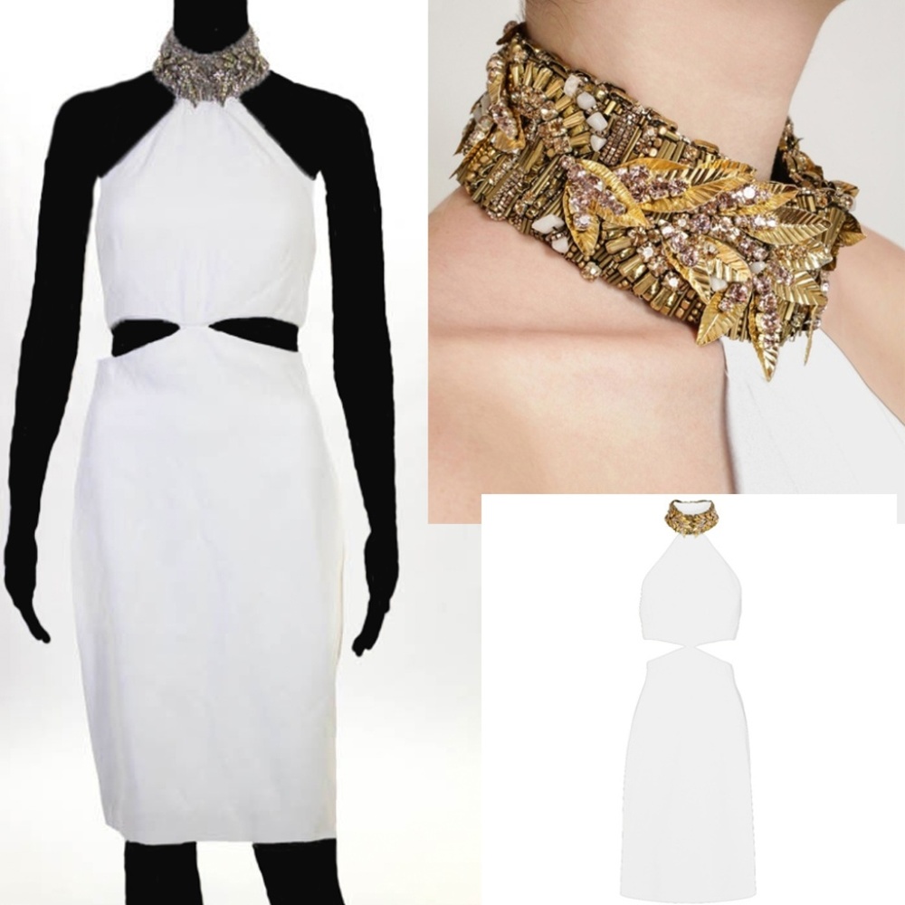 Alexander McQueen Embellished Collar Cutout Dress